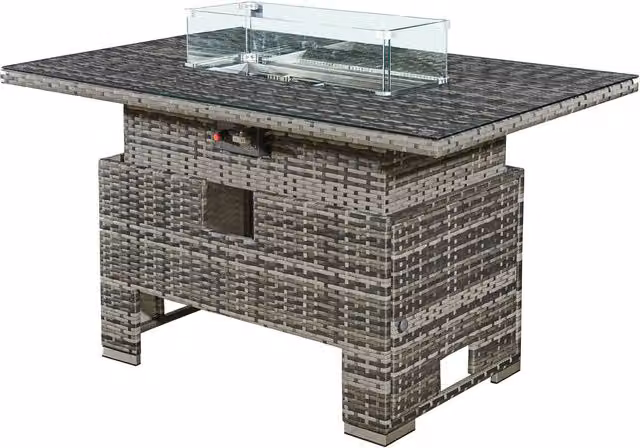 RoyalFire Icarus Rattan Rising Firepit Table in Walnut Grey