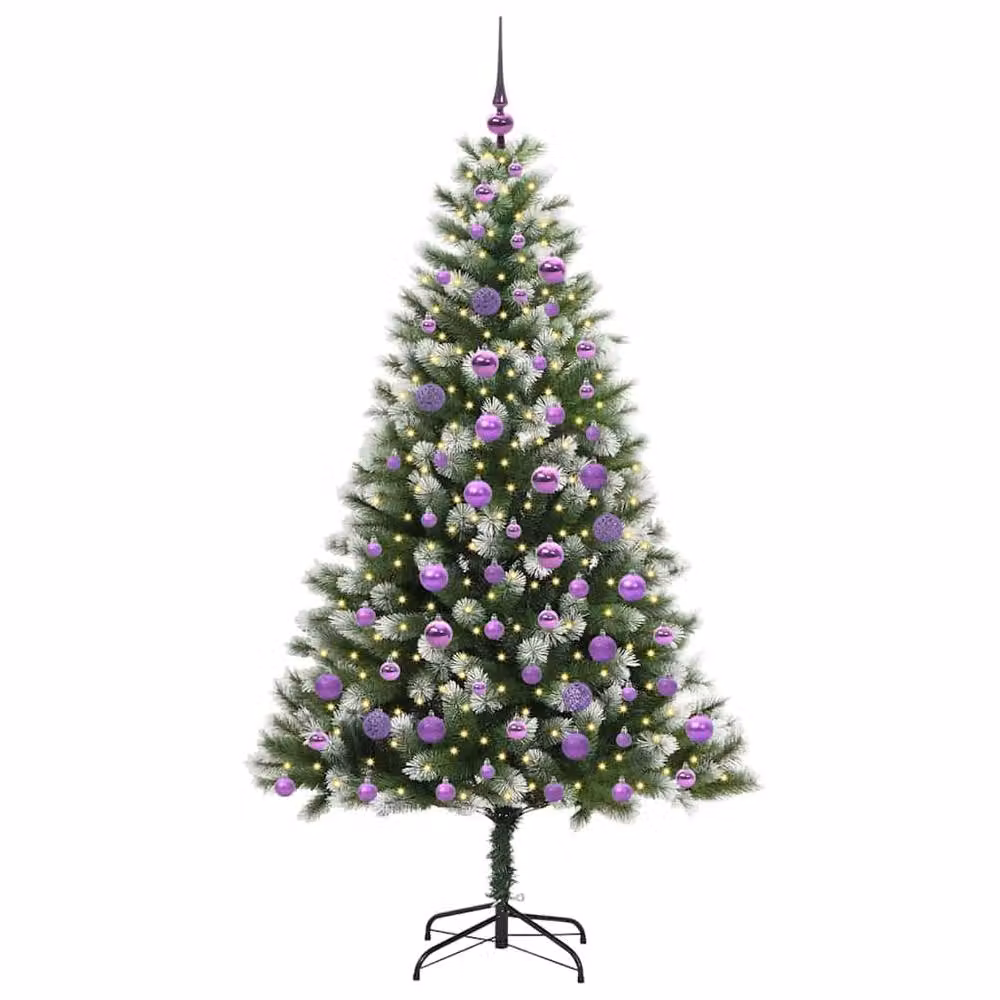 Berkfield Home Artificial Hinged Christmas Tree with Flocked Snow, Green, Height: 180 cm – 2