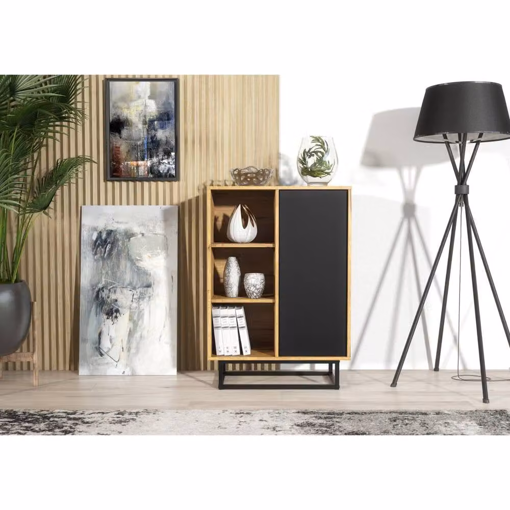 Mex Furniture LTD Elysian Loft Sideboard in Dark Brown and Black with Dark Oak Finish – 3