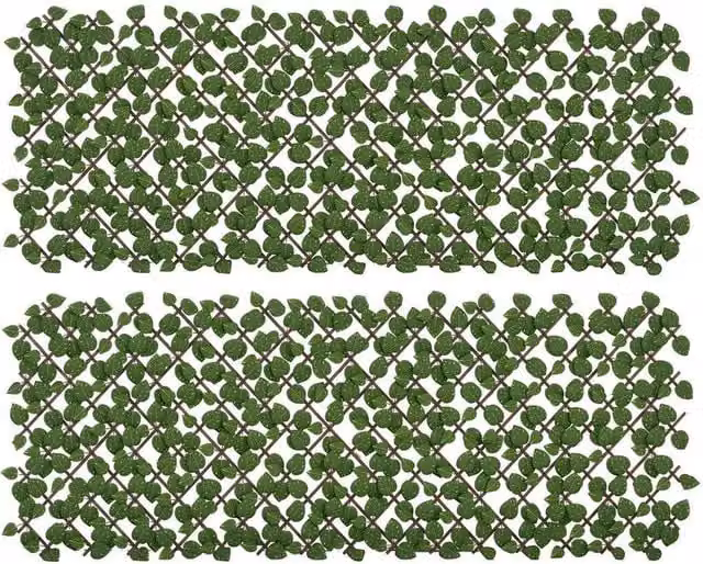 Kelvenix Set of 2 Green Expandable Artificial Plastic Trellis Hedges