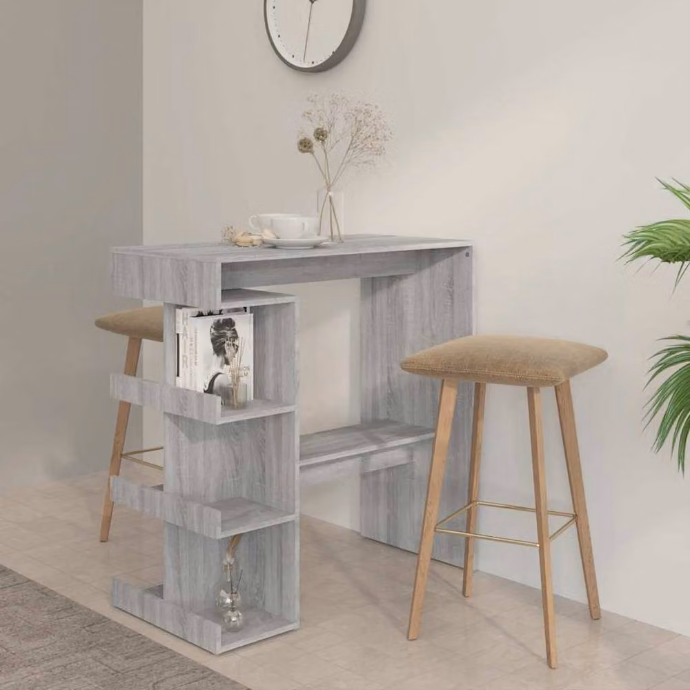 Berkfield Home Modern Rectangular Bar Table with Storage Rack in Grey Sonoma, W/D/H: 100 x 50 x 101.5 cm – 2