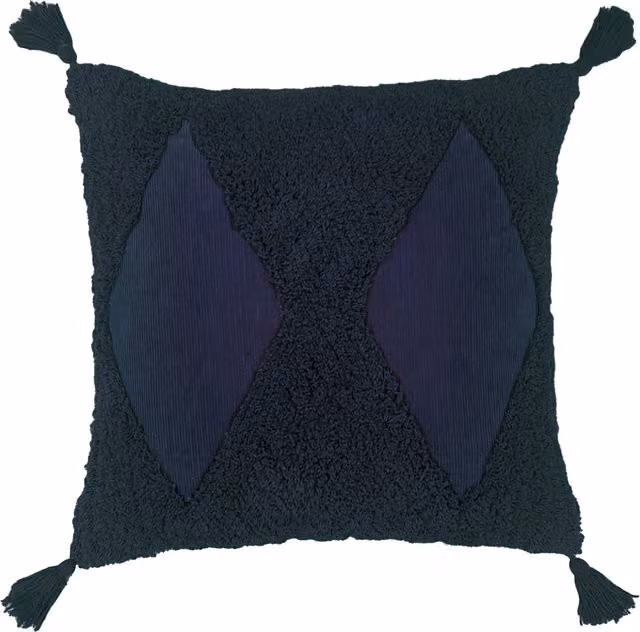 Make it a Home Blue Kantha Tufted Diamond Square Feather Cushion