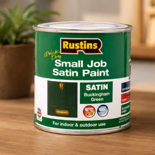 Rustins Small Job Quick Drying Satin Wood Paint in Green, 250 ml – 2
