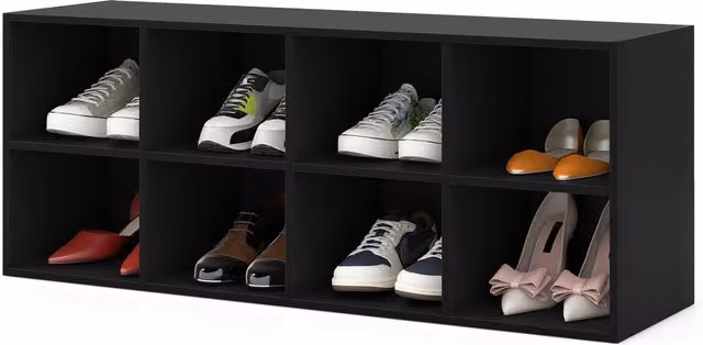 Costway 8 Grid Shoe Bench in Black