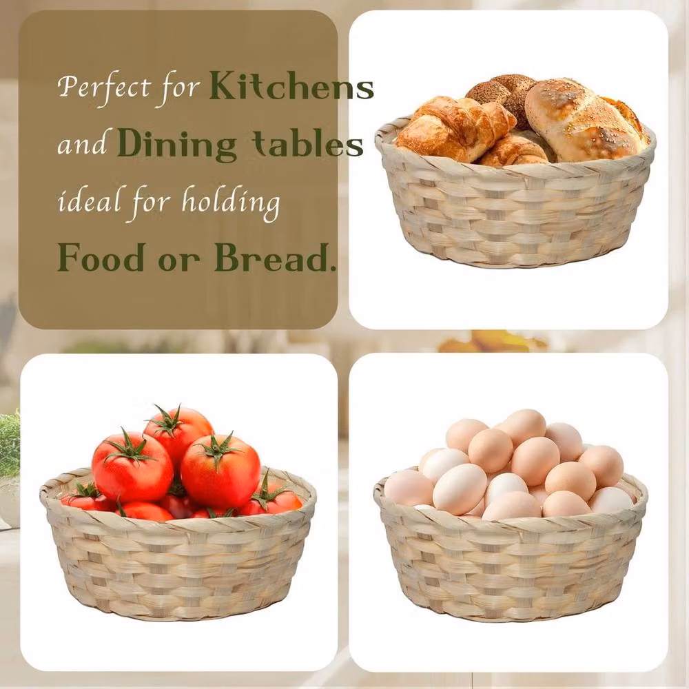 SPETLEK Set of 10 Natural Bamboo Wicker Bread Baskets, 24 cm – 2