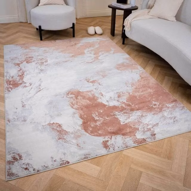 THE RUGS Elaris Stain Resistant Marble Design Area Rug, Pink, W: 80 cm, L: 150 cm