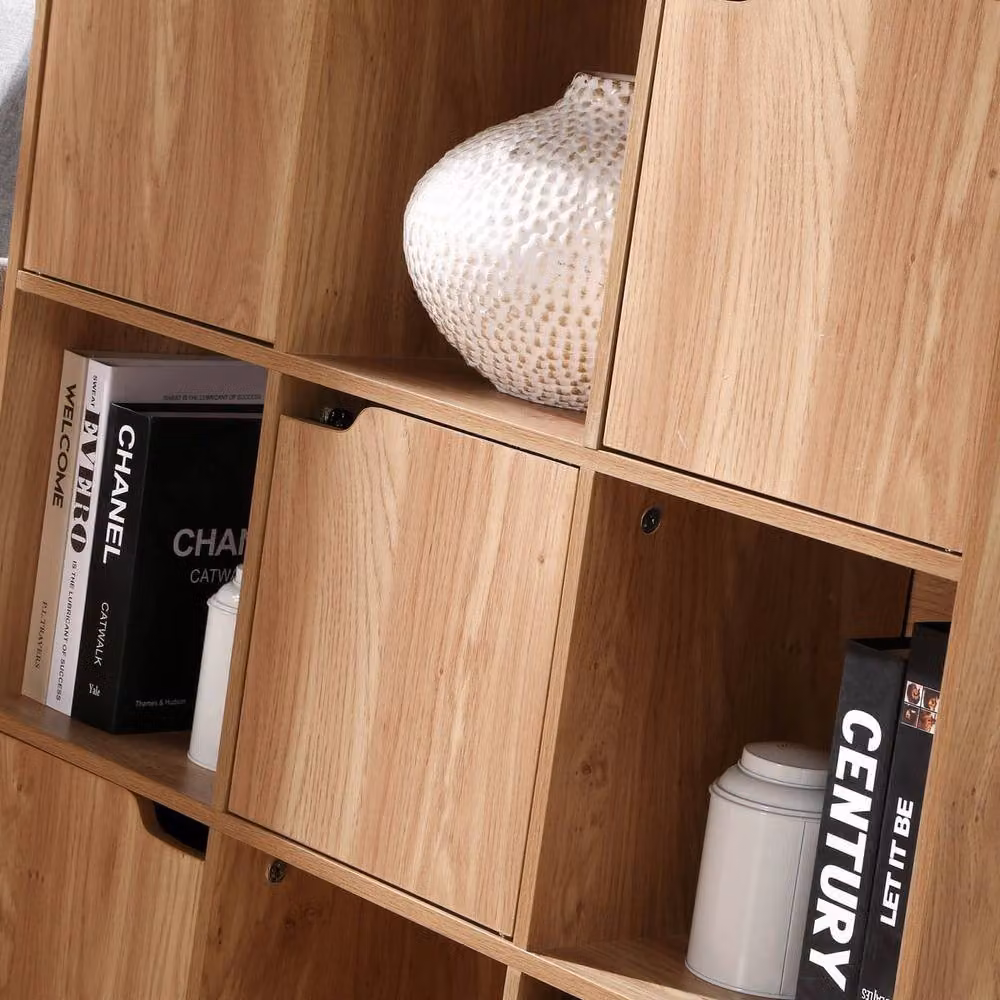 CALICOSY MODU 9-Compartment Freestanding Unit with 5 Hinged Doors in Natural Wood Finish, Width: 89 cm – 5