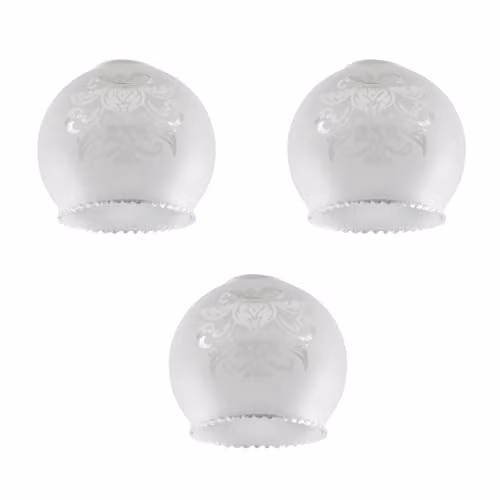 MiniSun Pack of 3 Etched Pattern Frosted White Glass Replacement Lamp Shades, Shade Width: 13 cm