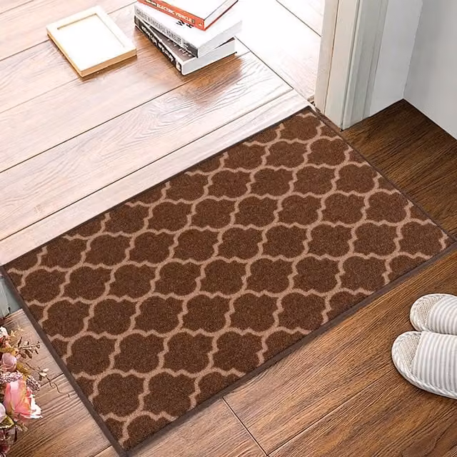 Smart Living Nonslip Trellis Gel Back Mat in Brown and Beige, W: 40 cm, D: 60 cm