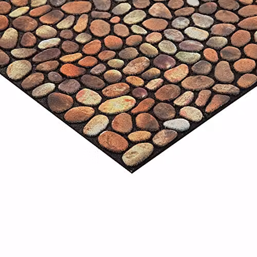 Nicoman Pebble Stone Pattern Rectangular Doormat, Brown, W/D/H: 60 x 40 x 1 cm – 5