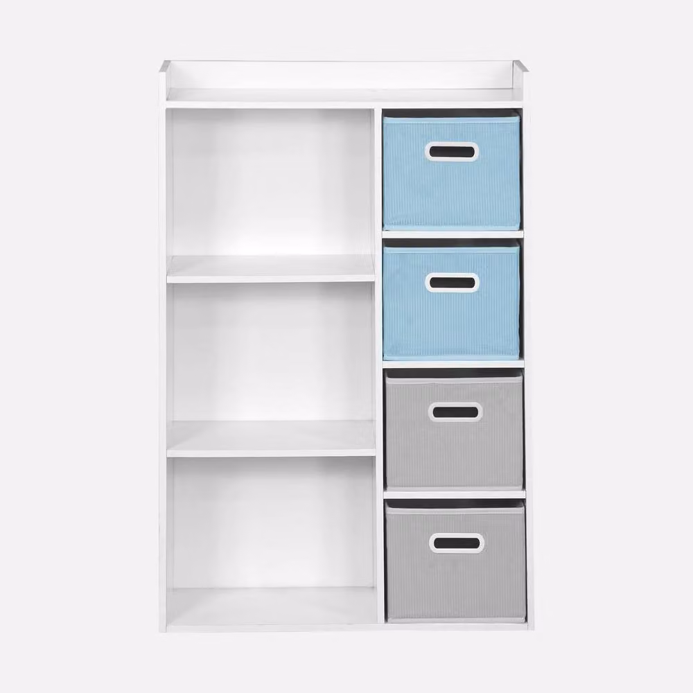 sweeek Storage Unit with 4 Blue Velvet Baskets, W/D/H: 96.0 x 29.5 x 29.5 cm – 2