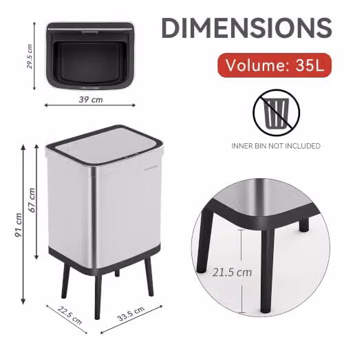 MCC Direct 35L Smart Sensor Motion Activated Kitchen Waste Bin in Silver – 2