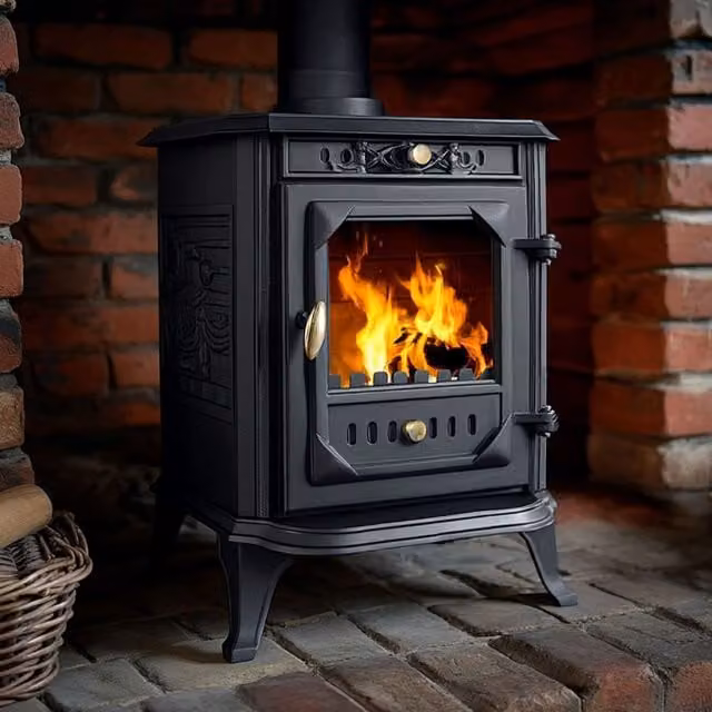 RoyalFire Berlin 7kW Cast Iron Wood and Charcoal Burning Stove in Black or Grey