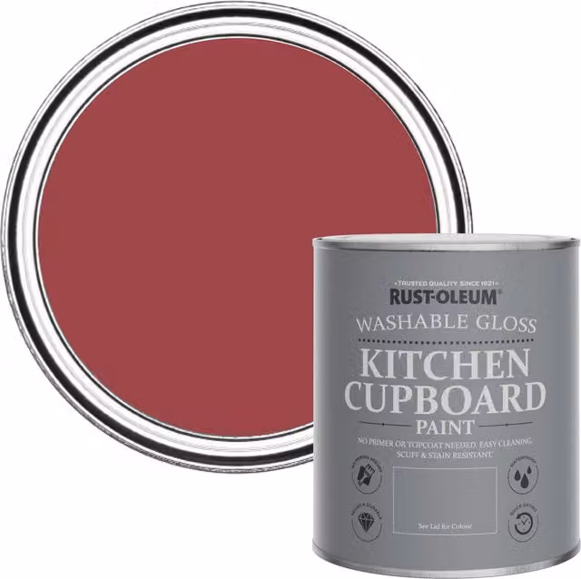 Rust-Oleum Kitchen Cupboard Paint in Gloss Finish, Red, 0.75 l