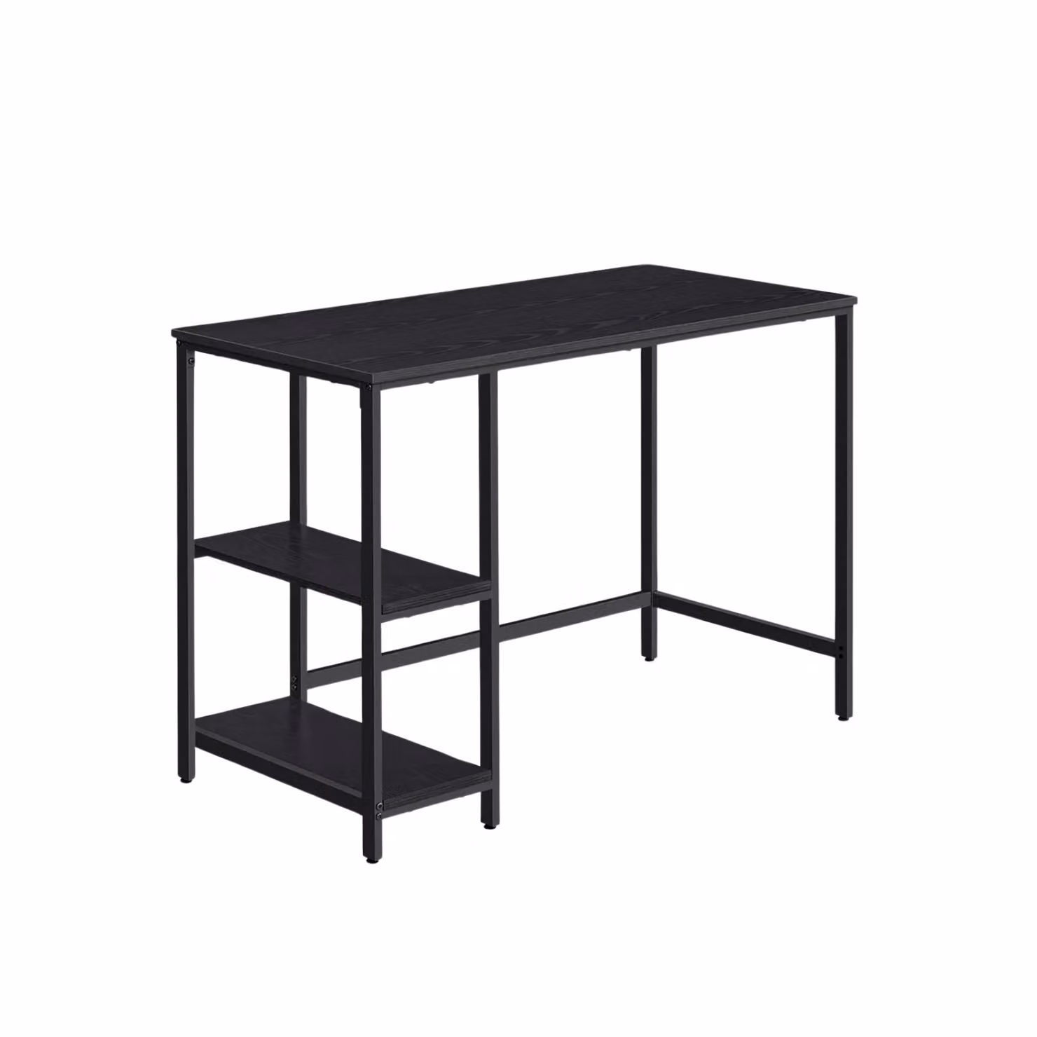 Rafaelo Mobilia Industrial Rustic Computer Desk with 2 Shelves in Black – 3