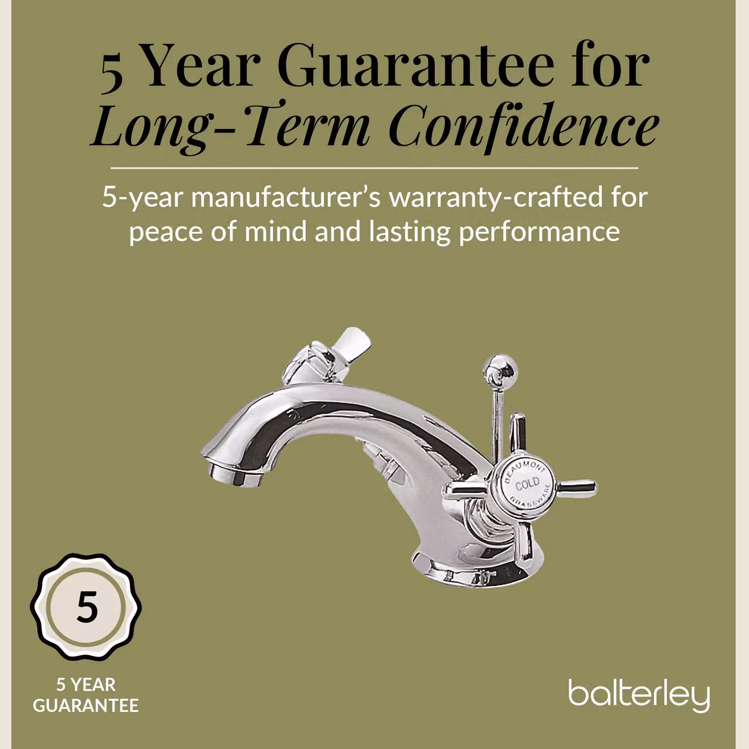 Balterley Traditional Crosshead Luxury Two Handle Basin Tap with Pop Up Waste in Chrome Silver – 3