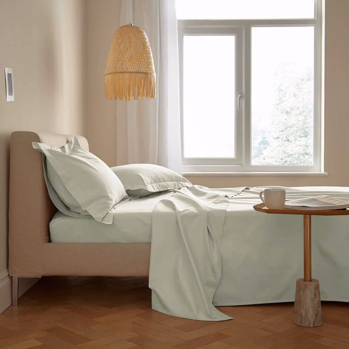 Bedeck 500 Thread Count Mako Satin Kingsize Flat Sheet, Green, W: 180 cm, L: 200 cm – 2