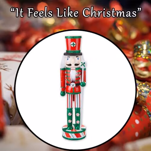 VFM e-Store Red Wooden Nutcracker Candy Christmas Decoration, W/D/H: 41.9 x 11.3 x 10 cm – 8