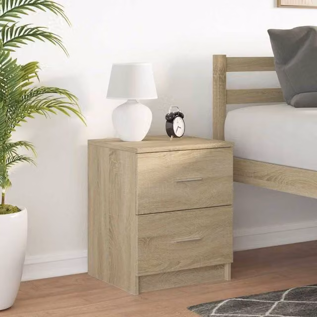Berkfield Home Durable Bedside Cabinet with 2 Drawers in Sonoma Oak, W/D/H: 40 x 36 x 50 cm – 1