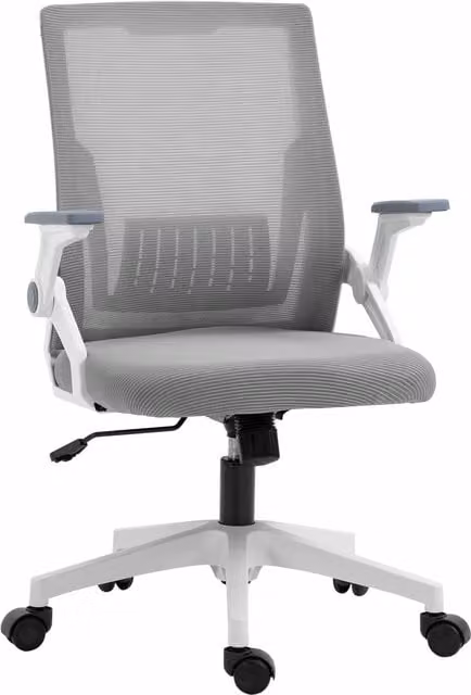 Vinsetto Grey Fabric Swivel Task Chair with Armrests and Castors for Home Office