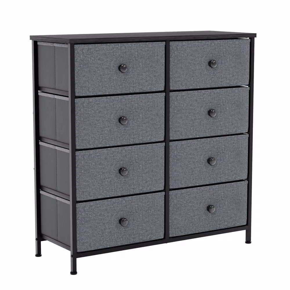 HD Designs Chorley 8 Drawer Chest of Drawers in Dark Grey Fabric and Metal – 4