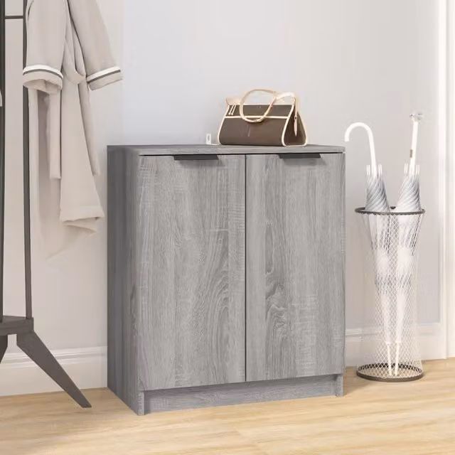 Berkfield Home Grey Sonoma Wall Mounted Shoe Cabinet with Hinged Doors, W/D/H: 59 x 35 x 70 cm – 1
