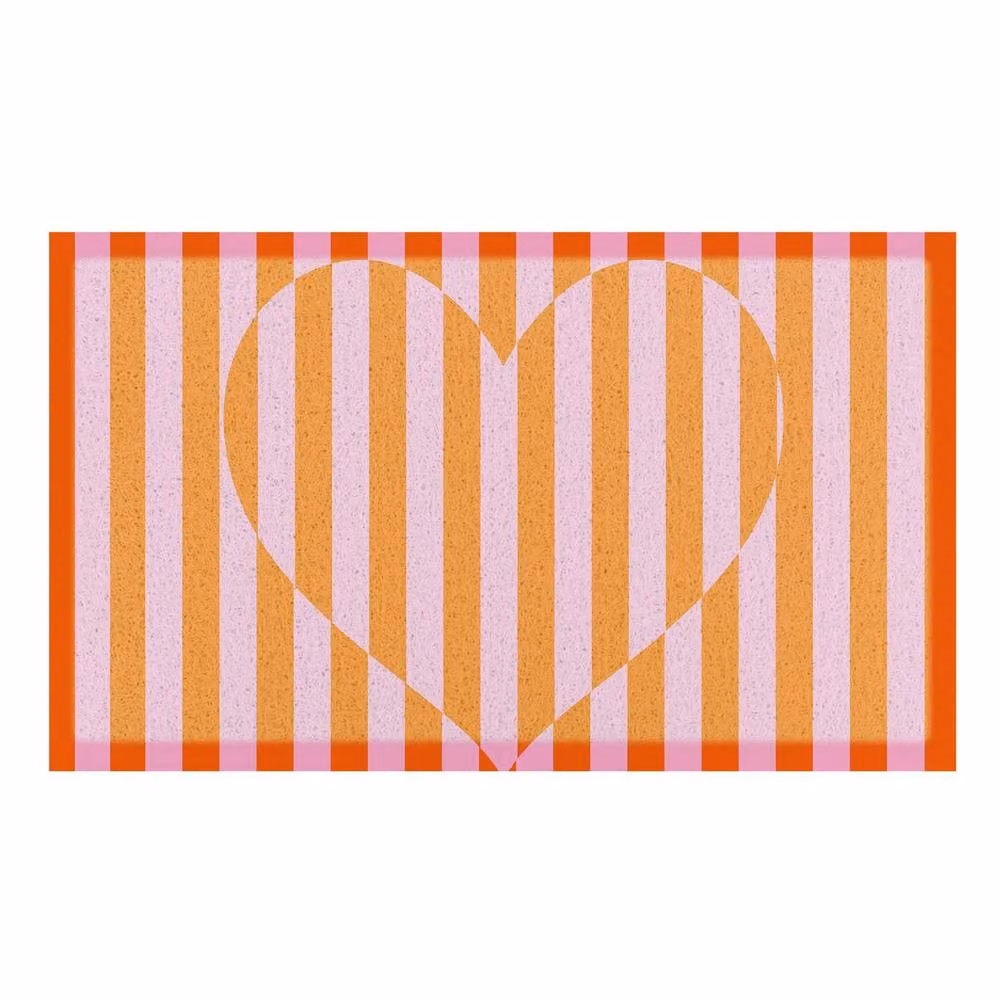 Artsy Mats Elizabeth Olwen Heart Stripe Indoor/Outdoor Doormat, Pink, W: 70 cm, D: 40 cm – 2