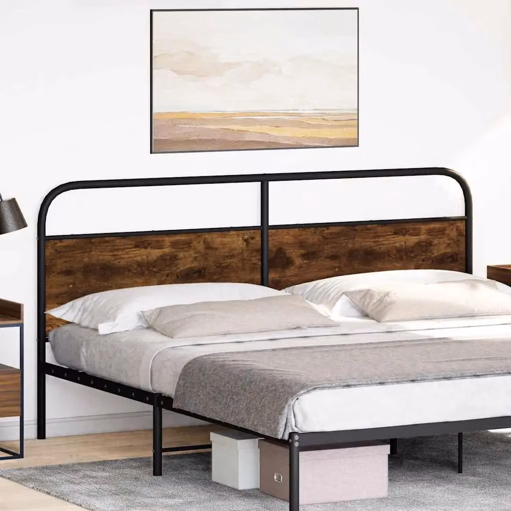 Berkfield Home Classic Headboard in Smoked Oak and Brown Steel, Width: 180 cm – 2