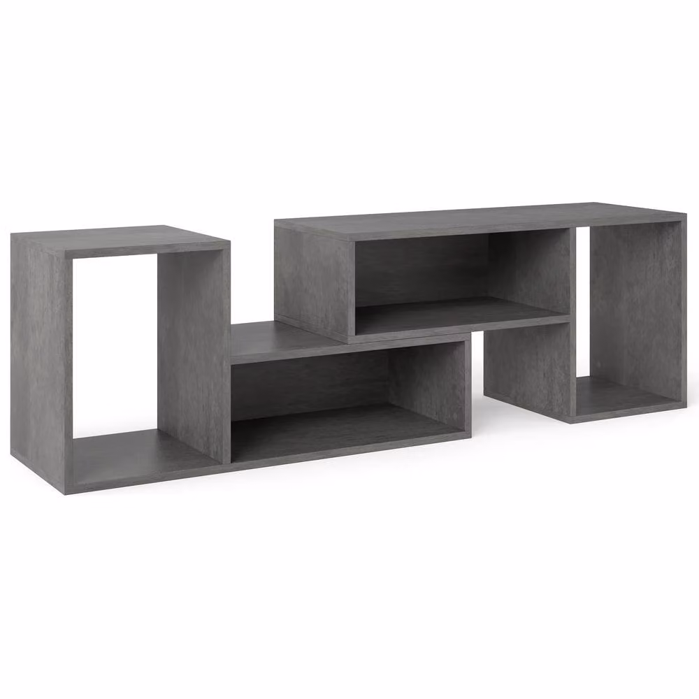 CASART Grey Minimalist Wood Free Combination TV Stand for 60 Inch TVs with Media Compartments – 7