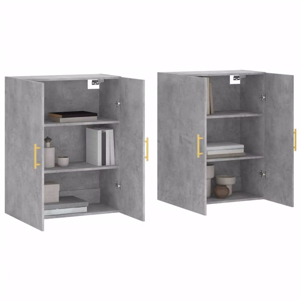 Berkfield Home Wall Mounted Cabinets, 2 Piece Set in Concrete Grey, W/D/H: 69.5 x 34 x 90 cm – 2