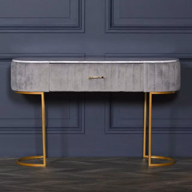 Glasstone Grey Upholstered Dressing Table W/D/H: 121 x 41 x 75 cm
