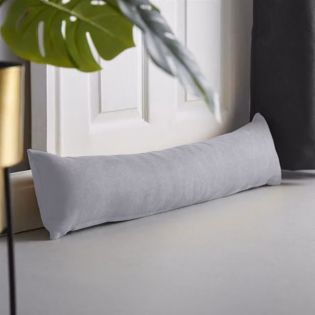 Livinluxury Velvet Chenille Draught Excluder in Silver and Grey
