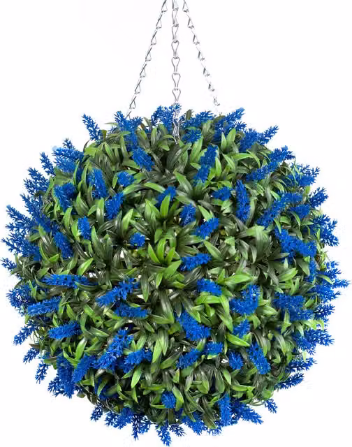 Best Artificial Blue Lavender Hanging Basket Flower Topiary Ball, Diameter: 38 cm