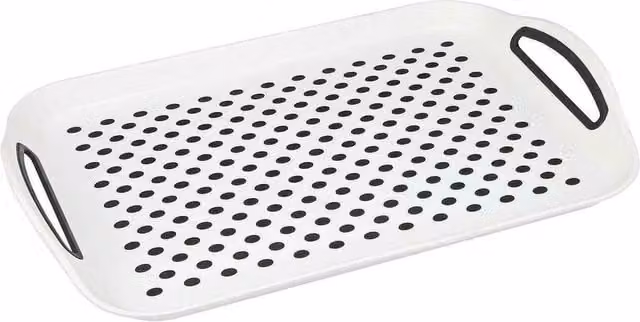 NESTLUNE Pack of 2 Non-Slip Plastic Food Trays with Rubber Grip Surface, White, W: 100 cm, D: 15 cm