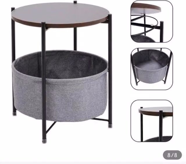 KORVIXA Round Vintage Brown Multi-Functional Coffee Table with Storage Bag – 1
