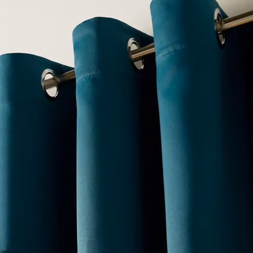 OHS Pair of Thermal Blackout Eyelet Curtains in Petrol Green, W: 167 cm, H: 228 cm – 4