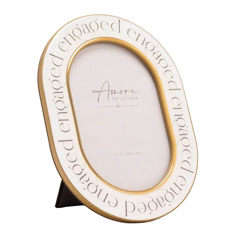 Juliana Amore Wedding Gift Words Oval Photo Frame, White and Gold, W/H: 15.24 x 10.16 cm – 2