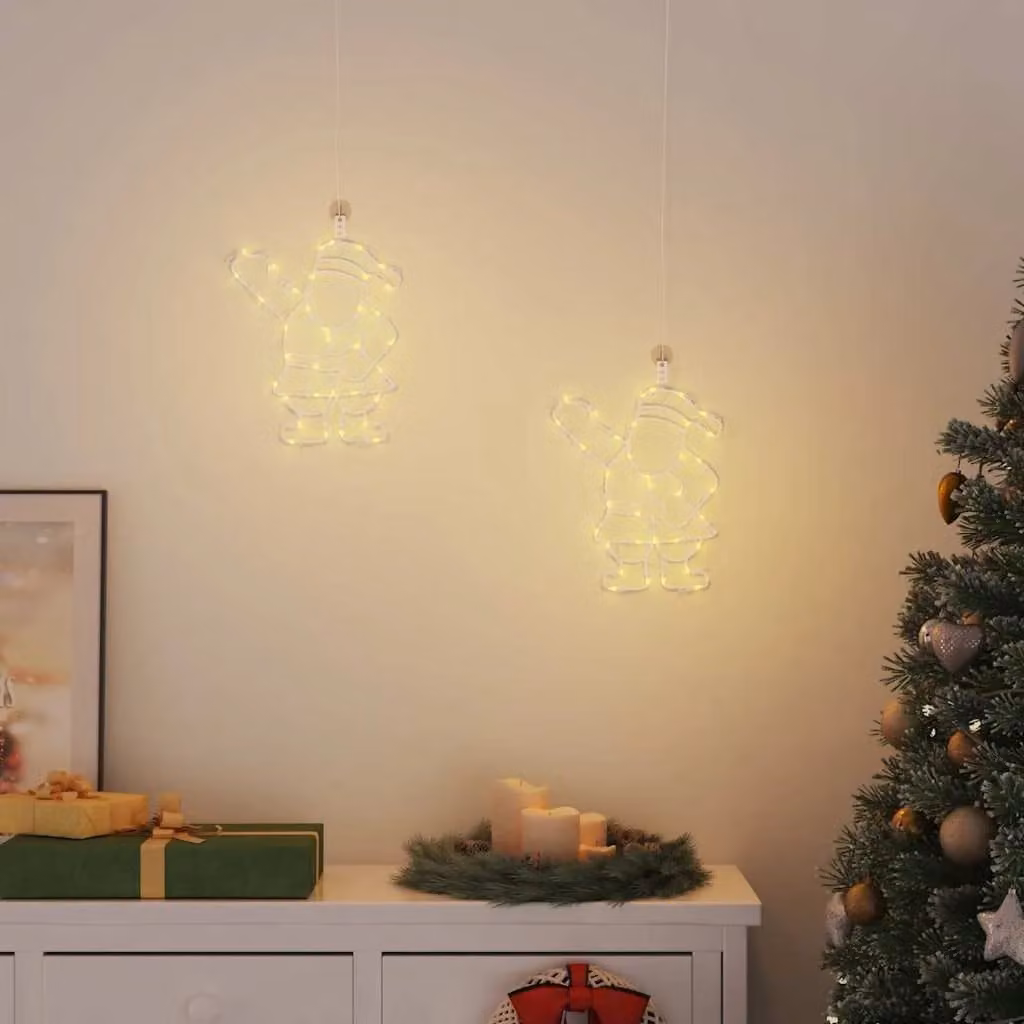 Berkfield Home Santa Silhouette Christmas Lights, 2 Pack, 35 LEDs, Warm White – 2
