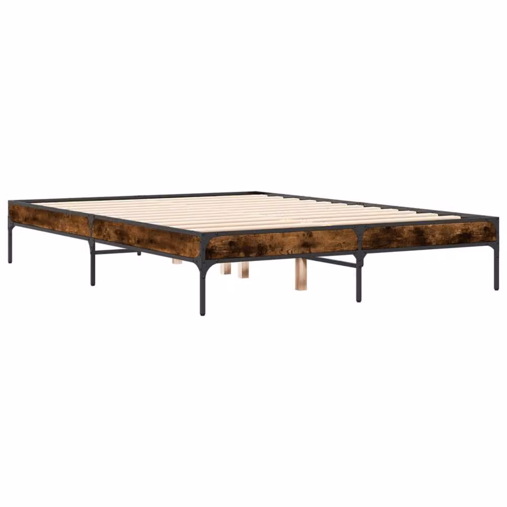 Berkfield Home Smoked Oak Bed Frame in Brown, W/D/H: 120 x 200 cm – 3