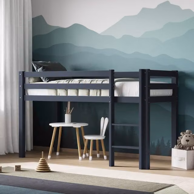 Flair Elara Solid Wood Mid Height Shorty Midsleeper Bed in Grey and White – 1