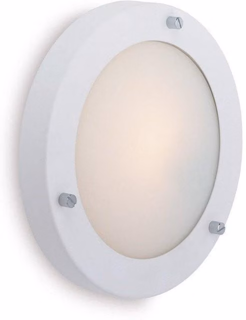 Netlighting Rondo Round Wall and Ceiling Flush Light in Matt White with Opal Glass, IP54, G9