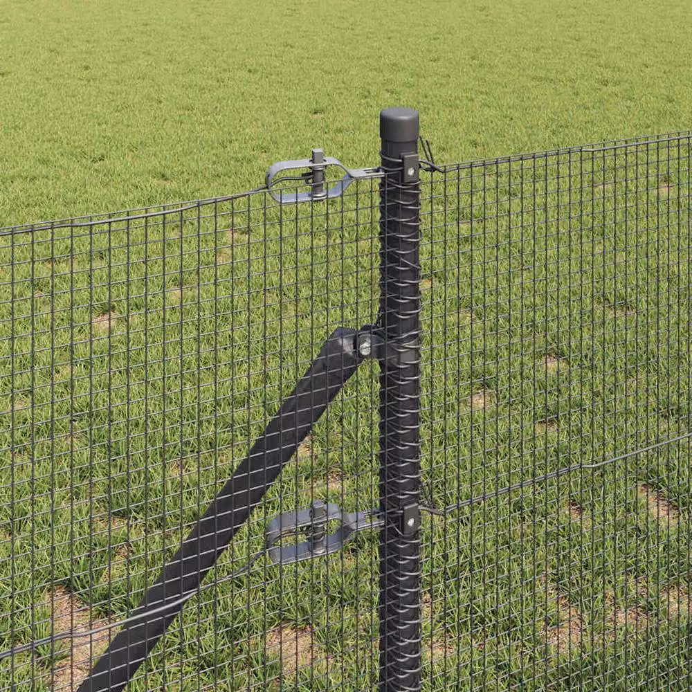 Berkfield Home Welded Wire Fence with 13 Posts, Grey and Black Steel, 0.6 x 50 m – 3
