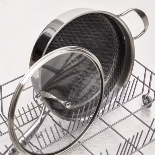 Tower Geo-Clad 28cm Silver Ceramic Hybrid Saute Pan with Glass Lid – 3