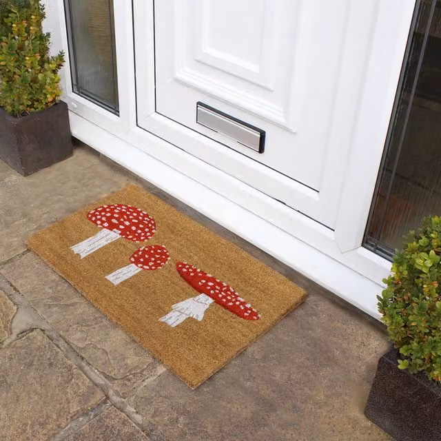 JVL Brown Coir Rectangular Weatherproof Door Mat with Nature Graphic