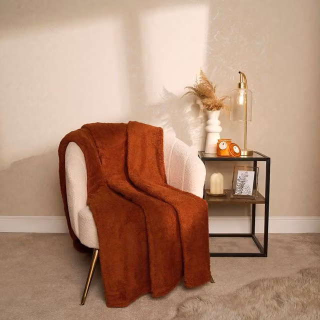OHS Orange Teddy Fleece Throw Blanket, W/D/H: 200 x 240 cm – 3