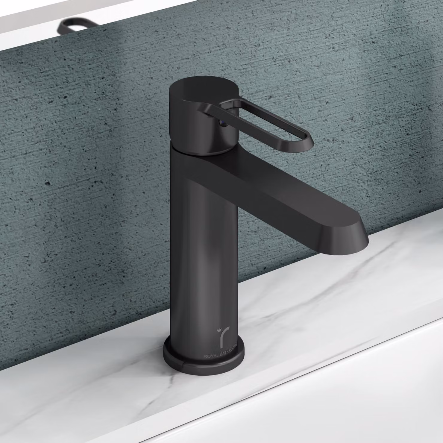 Royal Bathrooms Noble Round Mono Basin Mixer Tap, Matt Black, Single Lever Brass Construction