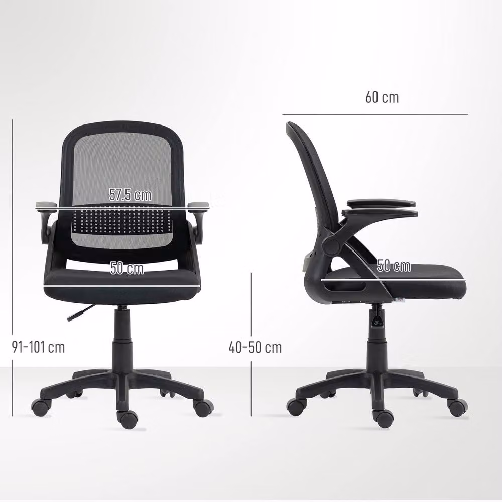 STILVORA Black Fabric Task Chair with 360 Swivel and Castors, W/D/H: 57.5 x 40 x 120 cm – 3