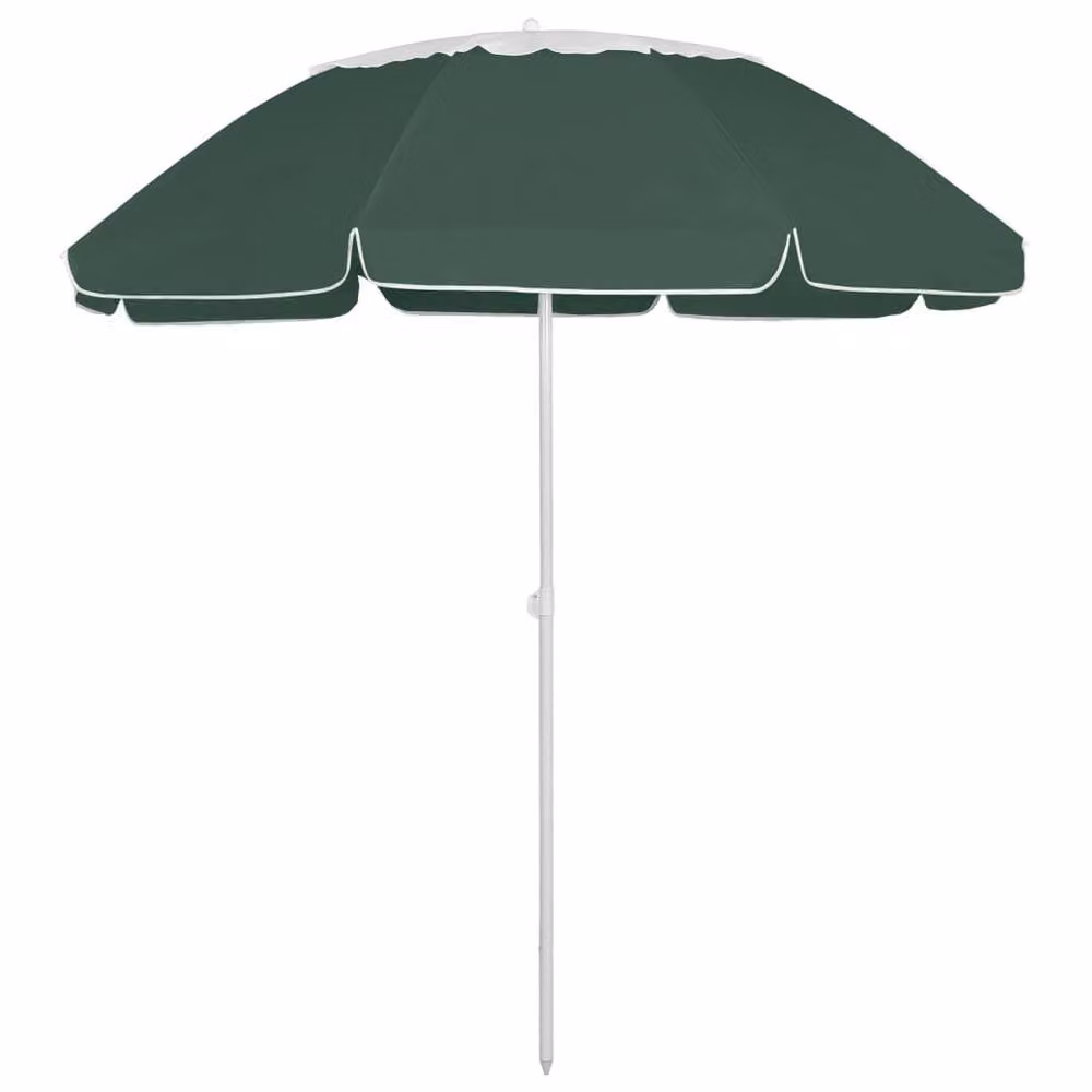 Berkfield Home Green Floral Polyester Beach Umbrella with Central Pole, Diameter: 300 cm – 2