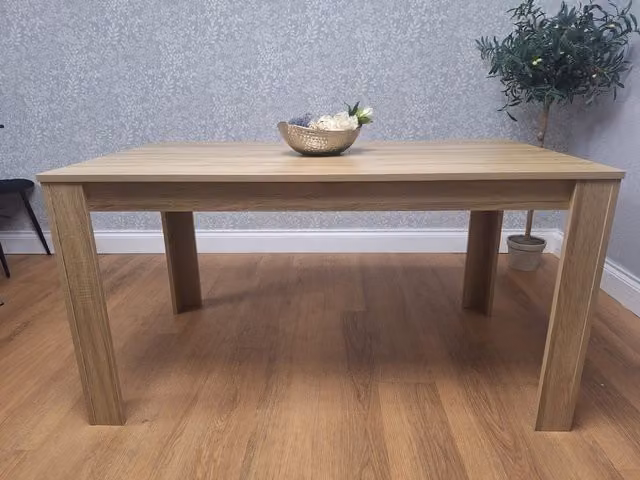 KOSY KOALA Beige Wood Rectangular Dining Table for 6 Seats, H 75 x L 140 x W 80 cm