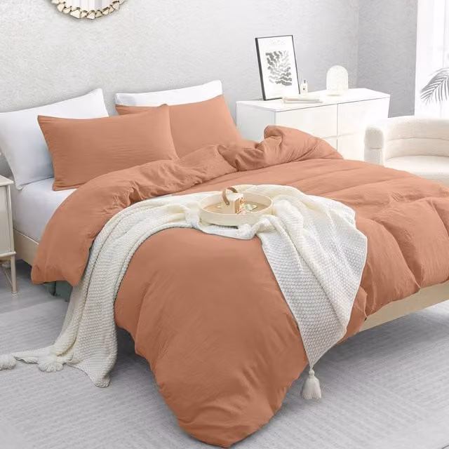 Lazzaro Home Reversible Microfibre Duvet Cover and Pillowcase Set in Rose Gold, W/D/H: 135 x 200 cm